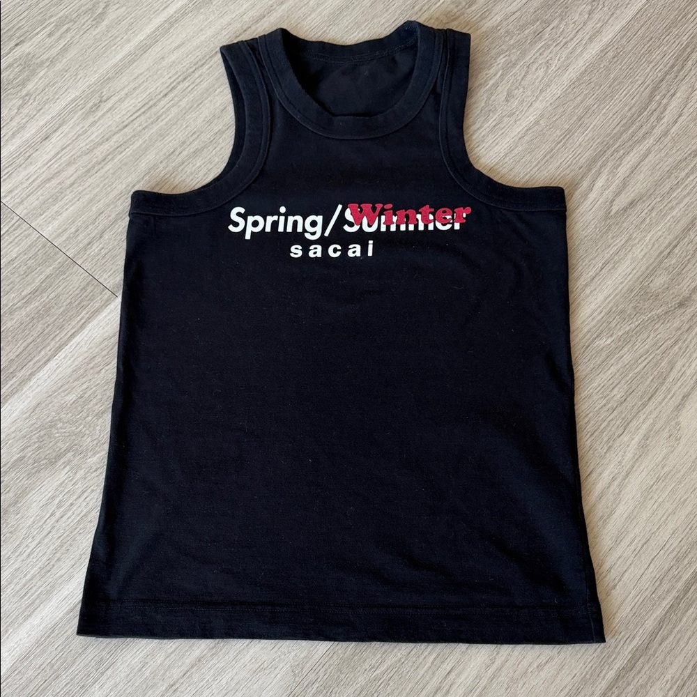 Sacai  Black Graphic Tank Top